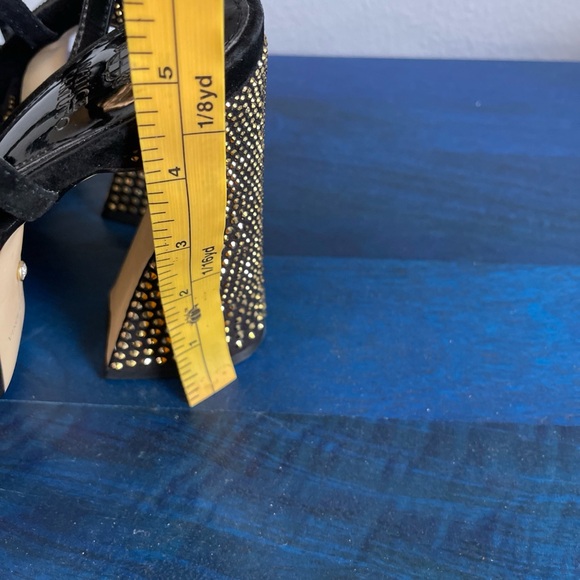 Vince Camuto Black and Gold Studded Wedge Sandals - Picture 12 of 15